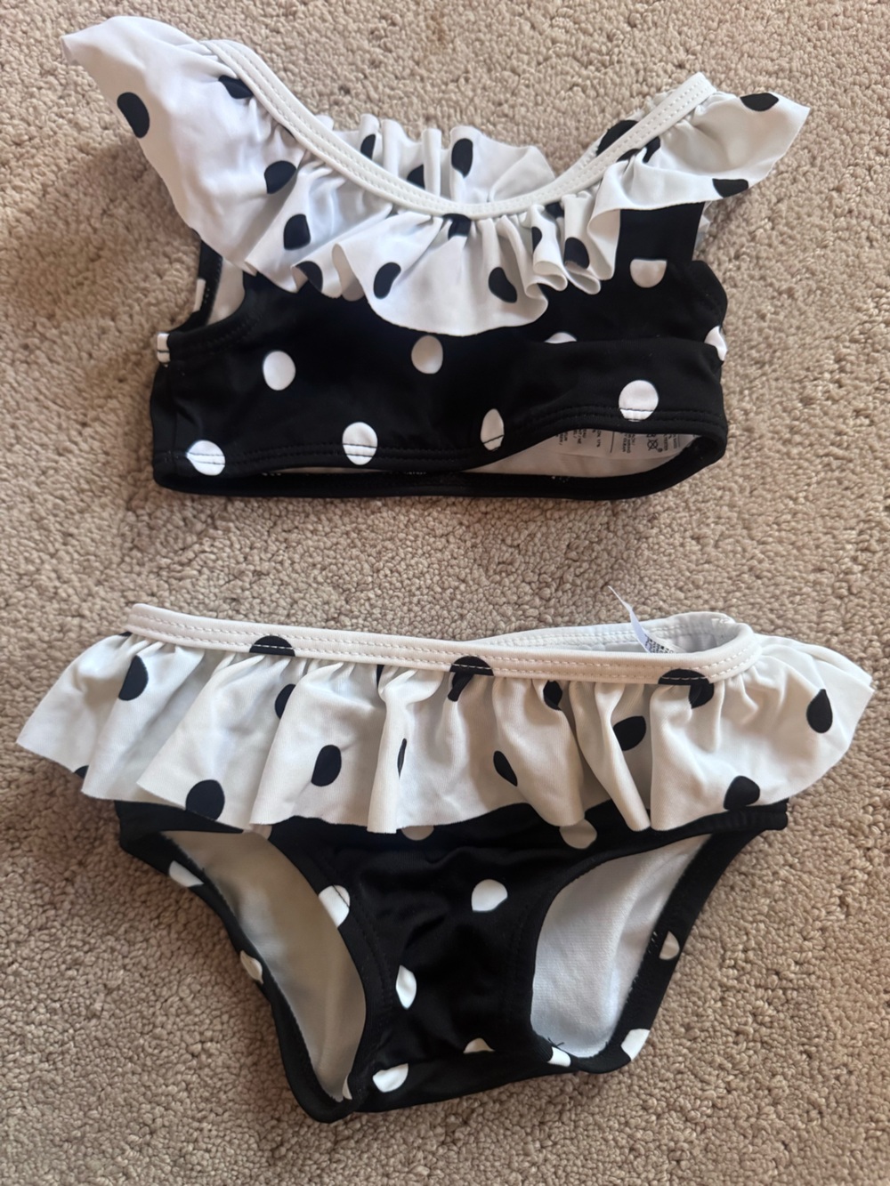 Janie and Jack White Swim Bottoms with Black Polka Dots